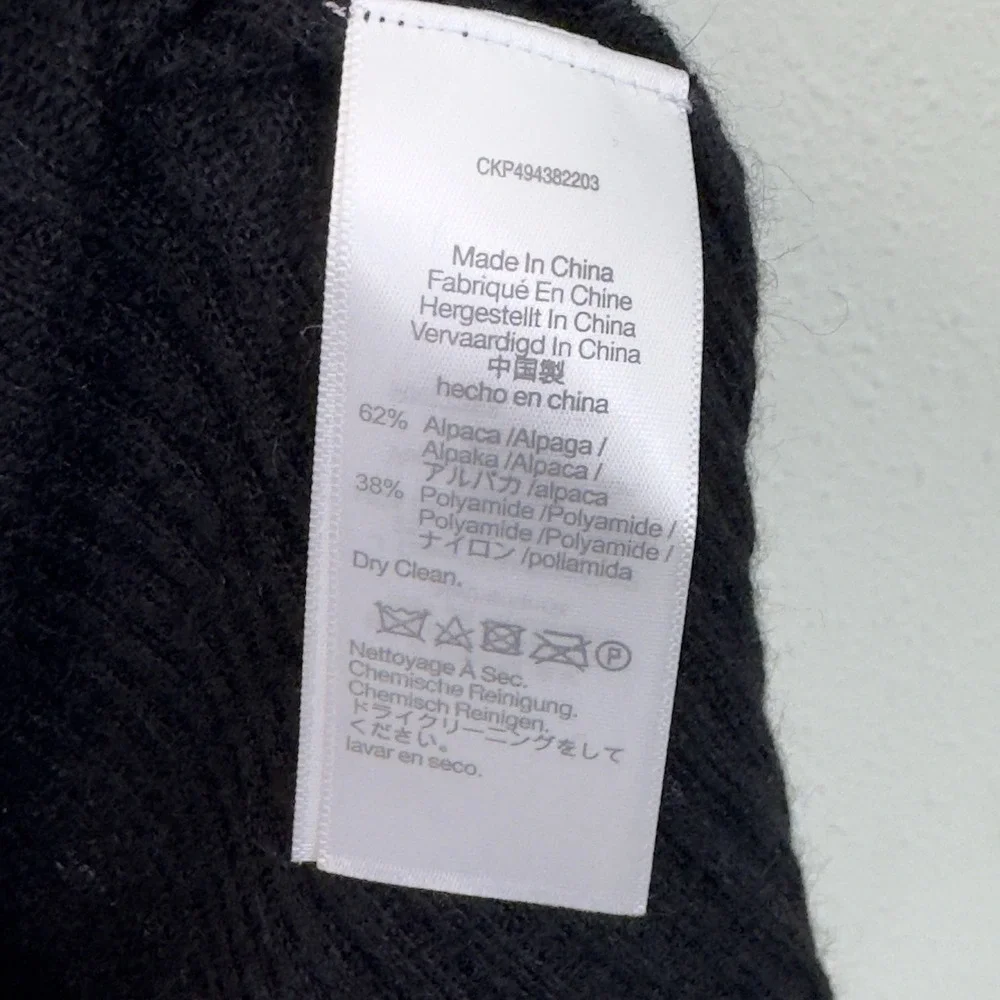 Madewell Black Ribbed Alpaca Blend Crew Neck Oversize Fit Sweater Womens L